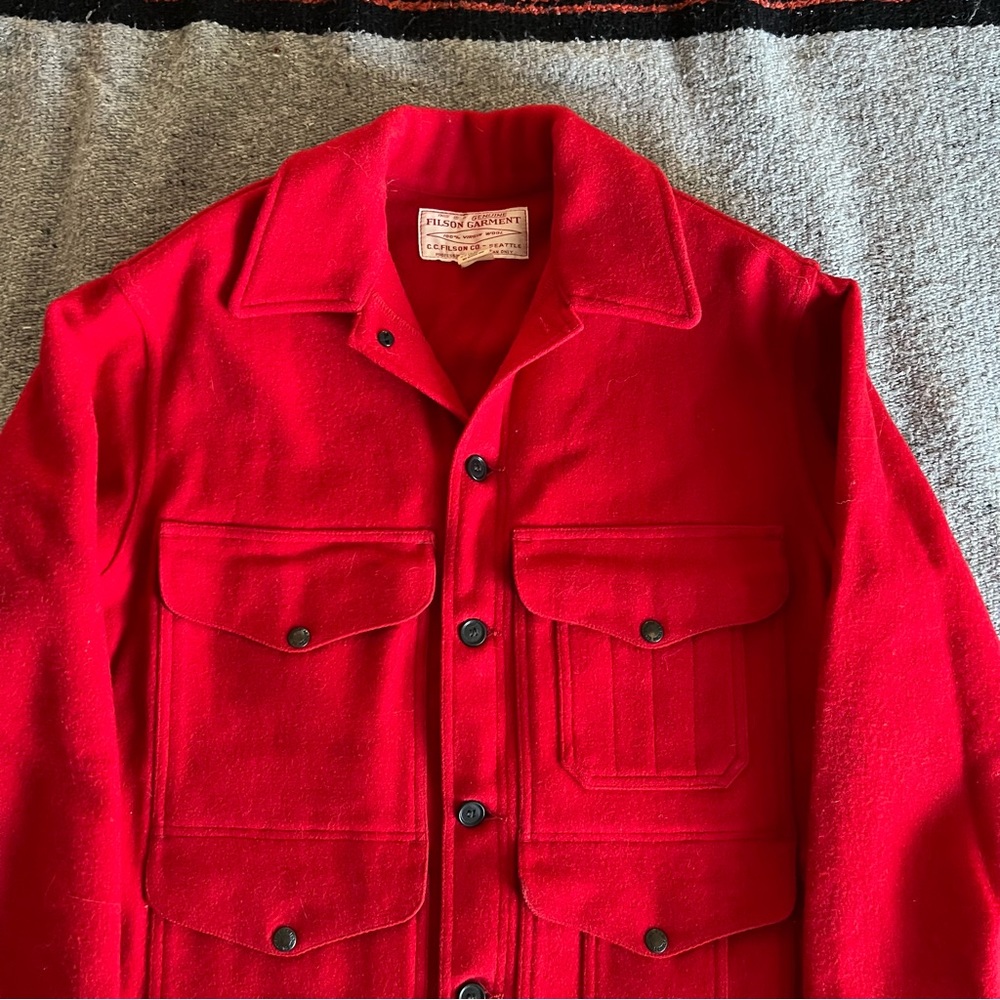 Filson Mackinaw Cruiser | Size Large 42 | Scarlett Red | Made in USA - Picture 3 of 15